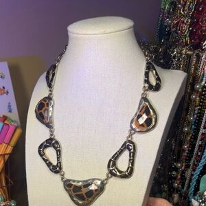 Giraffe print  Black and Gold Necklace